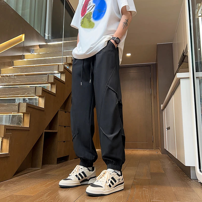 Voguable  S-XXXL Techwear Drawstring Elastic Waist Punk Jogger Harem Pants Streetwear Casual Stretwear Summer Trousers for Men Clothing voguable
