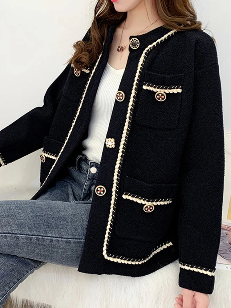 Autumn Women Coat Long Sleeve Breasted Single Korean Soft Fashion Button Wool Jacket White Black Winter Casual Lady Clothes voguable