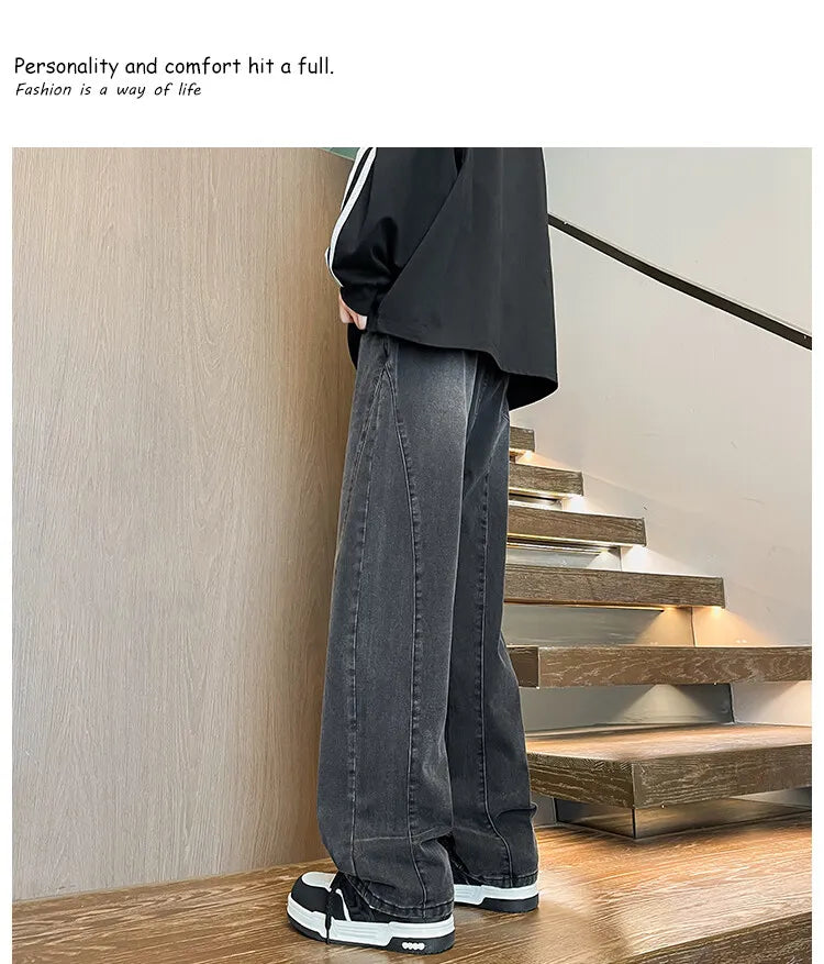 2025 New Big boy Jeans for Men Streetwear Baggy Jeans Large size Patchwork Denim Leisure Simple Dime Pants Women Jeans Hot  jean voguable