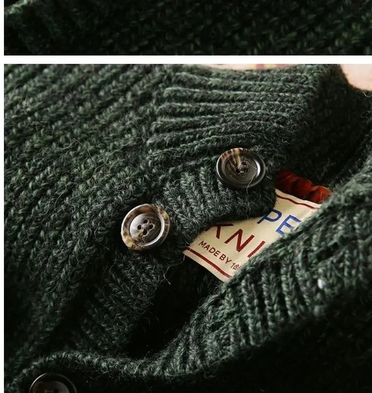 American High-end Knit Cardigan Men's Stand Collar Sweater Cardigan Korean 2025 New Spring Autumn New Sweater Button Jacket Chic voguable