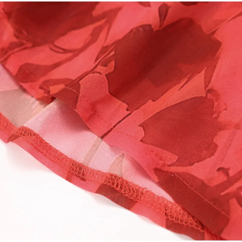 Ladies Elegant Floral Print Flare Sleeve Chiffon Maxi Dress Summer Women O Neck Printing Slim Beach Holiday Party Dress Vestido voguable