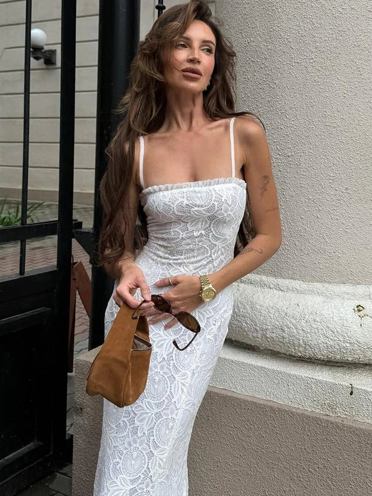 Off Shoulder Backless Sexy Dress Women Jacquard Patchwork Spaghetti Strap Ruffles Low-Neck Evening Prom Party Outfits voguable