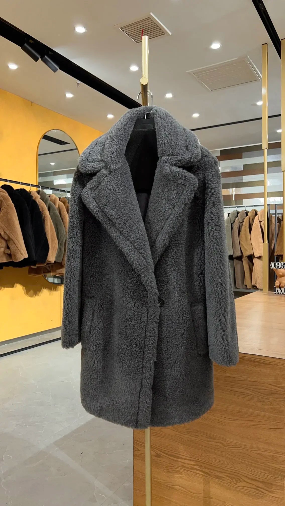 Max Short Teddy Coat 62% Alpaca 26% Wool 12% Silk Coat Winter Thicken Women's Coat voguable