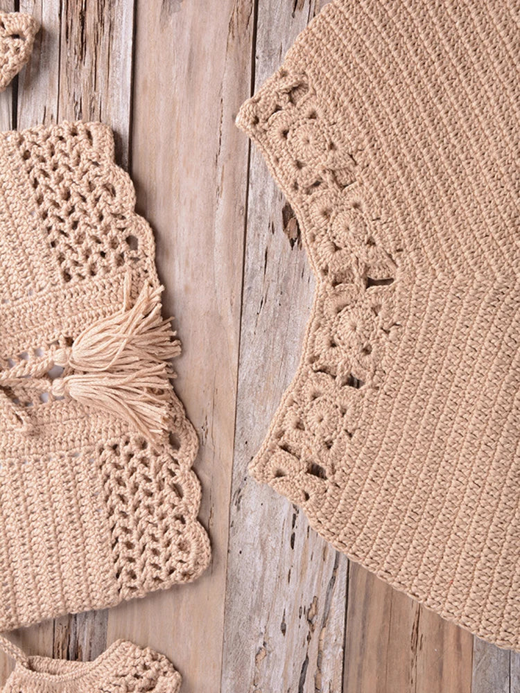 Voguable  Handmade Crochet Bikini Set Women Swimwear Bohemian Fitness Sexy Beach Outfits Holiday Vintage Swimsuit Summer voguable
