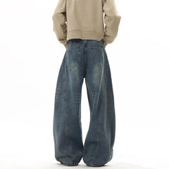 Wide Leg Jeans Men Denim Dark Blue Floor Sweeping Baggy Trousers Street Dance Hip Hop Unisex Urban Fashion Urban Streetwear voguable