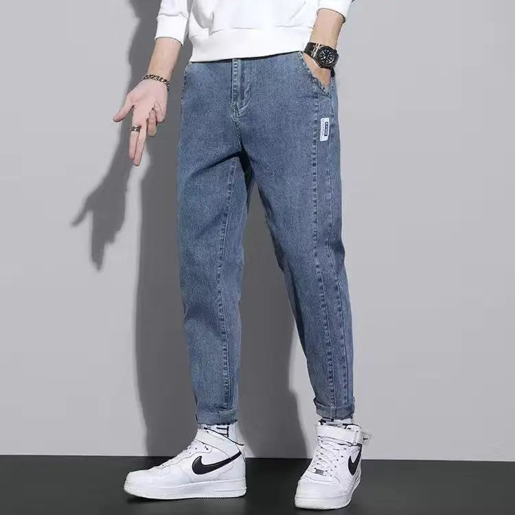 Spring Autumn Y2K Korean Vintage Harajuku Jeans Men Male Clothes Loose Casual Trousers Stretch Leggings Trend All Match Pants voguable