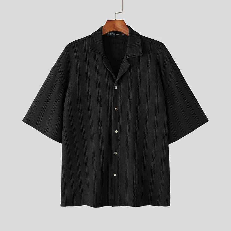 Summer Men Shirt Striped Lapel Short Sleeve Men Clothing Streetwear 2025 Korean Style Loose Fashion Casual Male Shirts INCERUN voguable