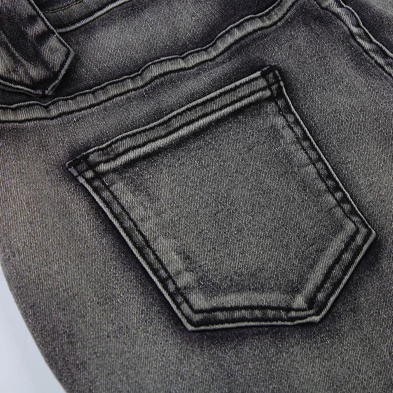 Voguable Vintage Washed Flare Jeans Pants Low Waist Women Streetwear Y2K Slim Fit Boot Cut Pants Grunge Denim Trousers pantalone voguable