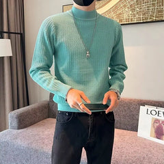 Autumn Winter Solid Knitwear Long Sleeve Sweaters Fashion Harajuku Tops Casual All Match Undershirt Thick Pullover Male Clothes