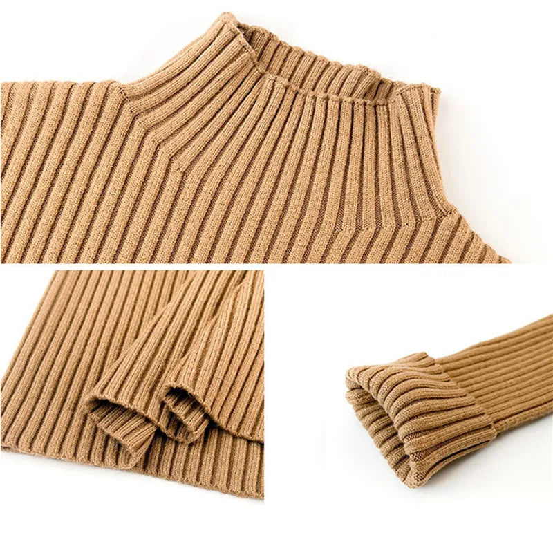 Elegant Solid Basic Knitted Tops Women Turtlneck Sweater Long Sleeve Casual Slim Pullover Korean Fashion Simple Chic Clothes voguable