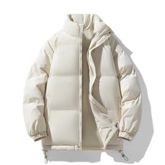 New Winter Stand Collar Parkas Men Fashion Casual Warm Jacket Solid Outdoor Windproof Streetwear Coats Couple Thick Loose Parkas voguable