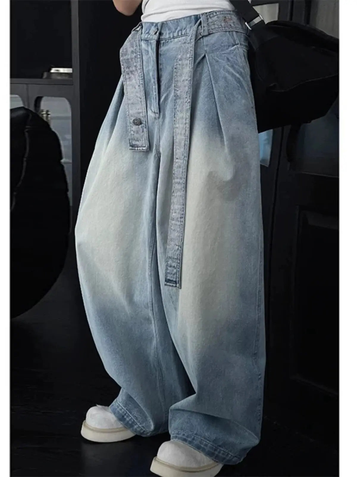 Mens Loose Fit Washed Wide Leg Jeans man baggy Floor Dragging Casual Streetwear Denim Pants  Trending Fashion High Quality voguable