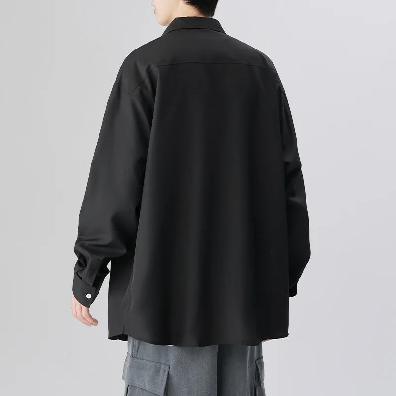 6 Colors Men's Baggy Long Sleeve Shirt Fashion Korean Lapel Coat Tops Youth Casual Classic Simple Male Clothes Trendy Brand voguable
