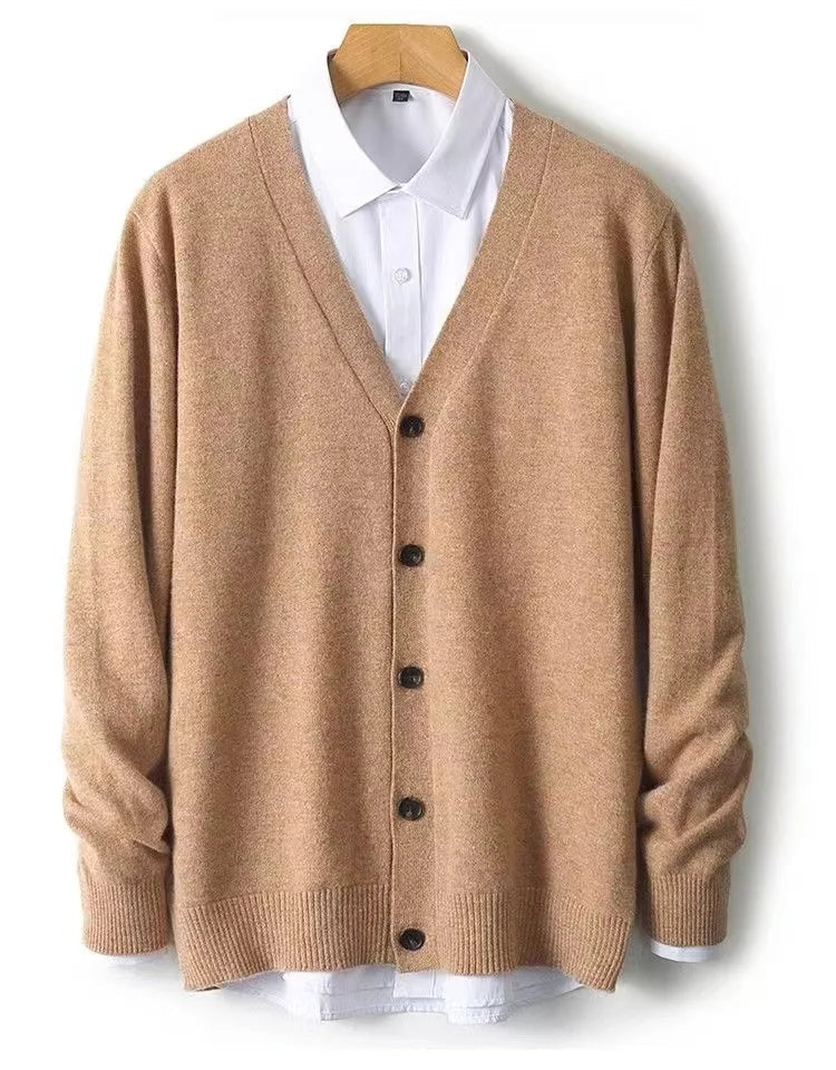 Autumn/Winter New Men's Business and Leisure V-neck Thin Knitted Cardigan Sweater Warm and Fashionable High Quality Knitted voguable