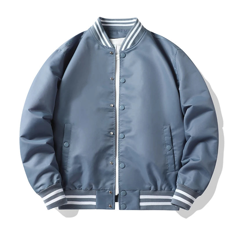 Men's spring and fall varsity jacket Solid color Korean fashion loose baseball uniform couple windproof waterproof bomber jacket voguable