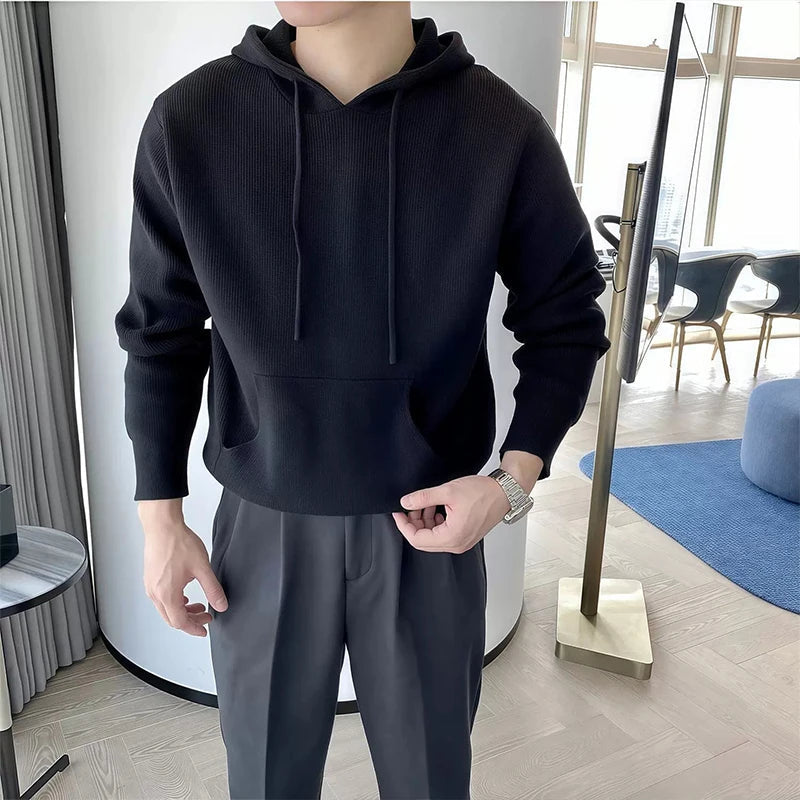 New Japanese Leisure Men's Hooded Sweater Trendy Harajuku Preppy Style Long Sleeve Hoodies Autumn Casual Vintage Warmth Knitwear voguable