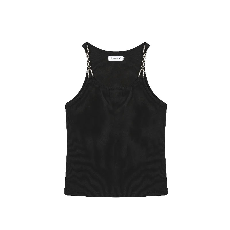 Voguable Metal Chain Strap Design Sleeveless T-shirts Men's Street Fashion Clothes 2024 Summer Male Tank Tops Free Shipping voguable