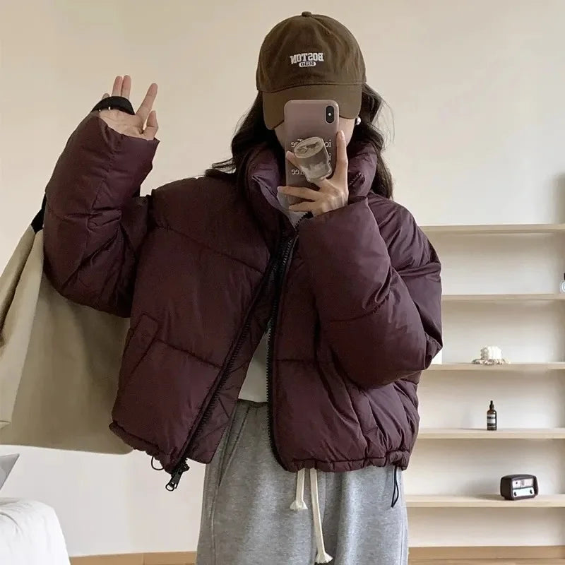 2024 New Women Solid Loose Puffer Jacket Winter Korean Chic Oversized ThickenedWarm Parkas Female Coat Lady Padded Ja voguable