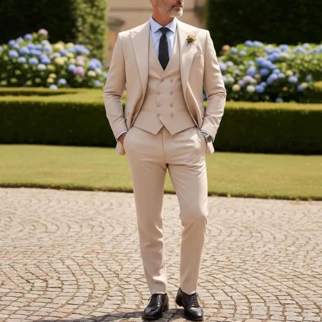 Voguable  Men Suit Gray 3 Pieces Jacket Vest With Pant Solid With Lapel For Wedding Groom Party Prom Birthday Banquet Business Work Set voguable