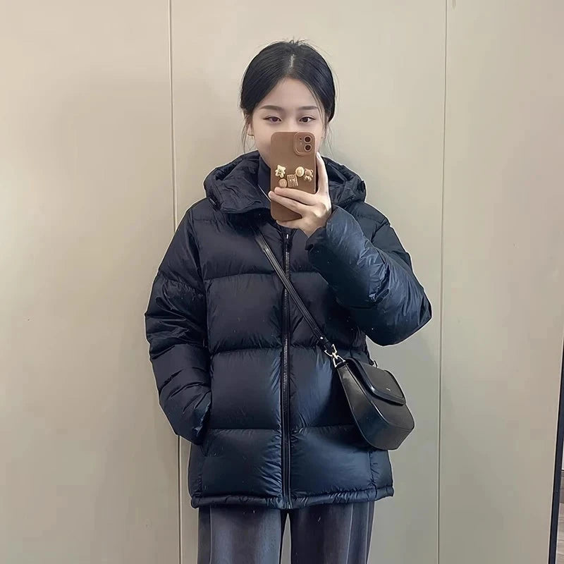 Zoki Winter Cute Pink Puffy Parkas Women Warm Thick Long Sleeve Sweet Cotton Coat Casual Stand Collar Preppy Style Korean Jacket voguable