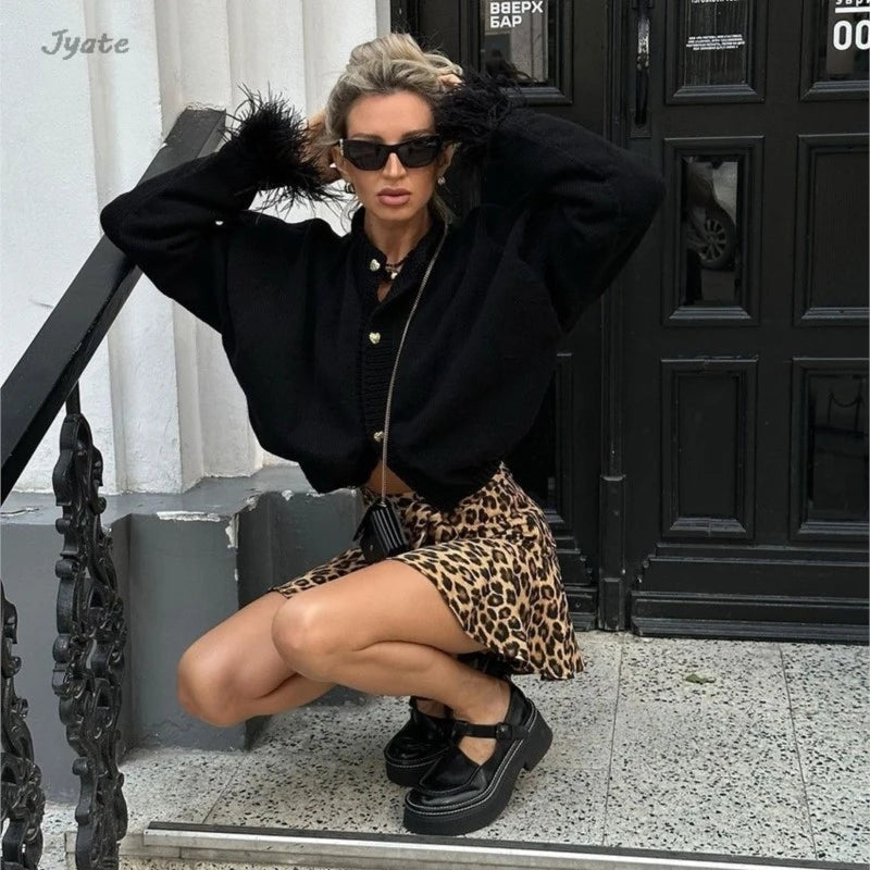 Fashion Retro Leopard Print Short Skirt Women's Streetwear High Waist Lace-up Casual A-line Summer Shorts Skirt 2024 New voguable
