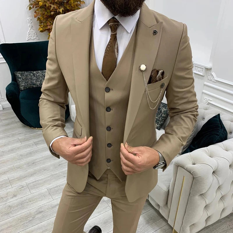 Voguable  New Classic Wedding Suits For Men 3 Piece Slim Fit Best Man Groom Tuxedo Formal Dinner Prom Suit Male Clothes(Blazer+Vest+Pants) voguable