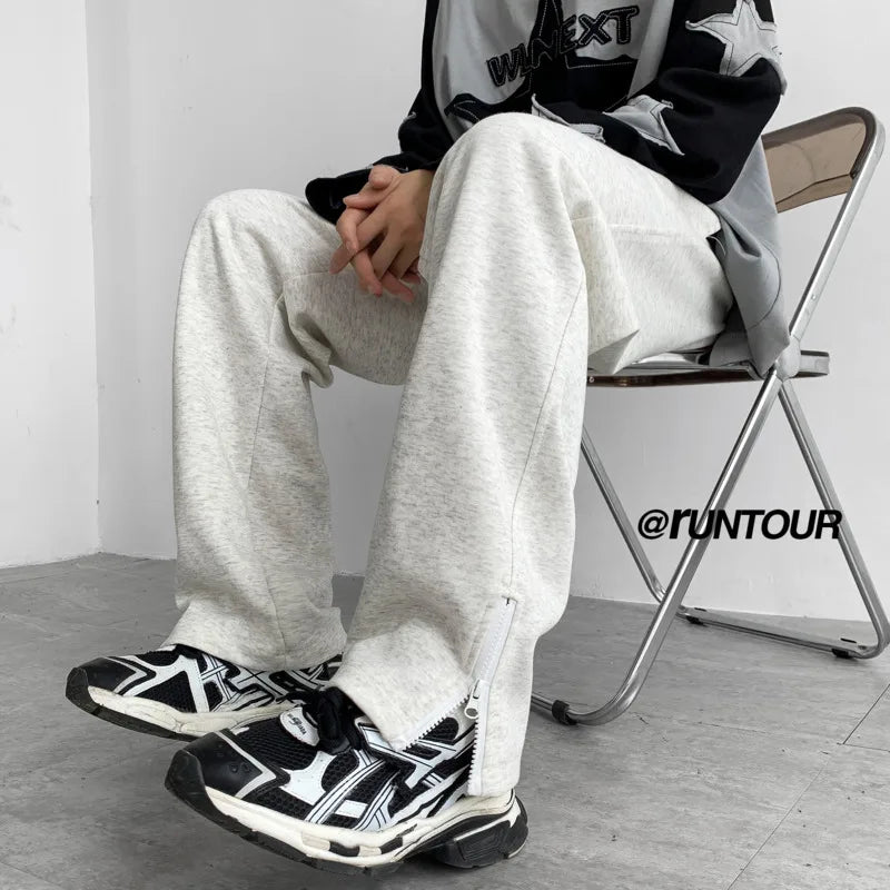 Black Casual Pants Men Sweatpants Oversized Wide Leg Pants Men Streetwear Loose Grey Straight Sports Pants Mens Joggers Trousers voguable