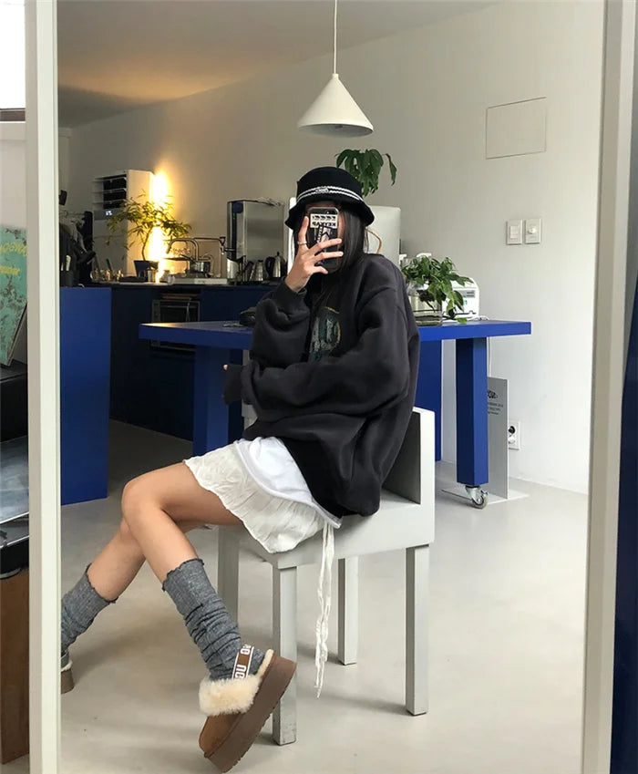 Voguable Korean Fashion Lace Up Irregular Solid Color A-line Skirt Women 2024 Spring New Street Style High Waist Pleated Casual Skirt voguable