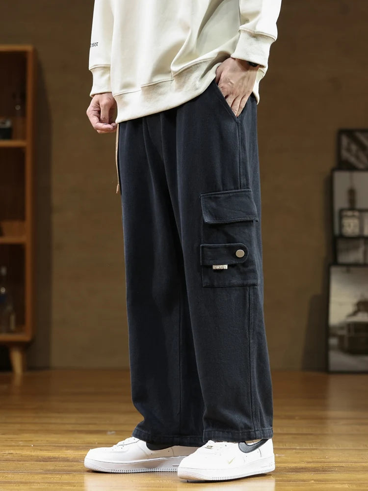 Autumn New Cargo Pants Men Multi-Pockets Cotton Casual Wide Pants Male Workwear Loose Straight Trousers Big Size 7XL 8XL voguable
