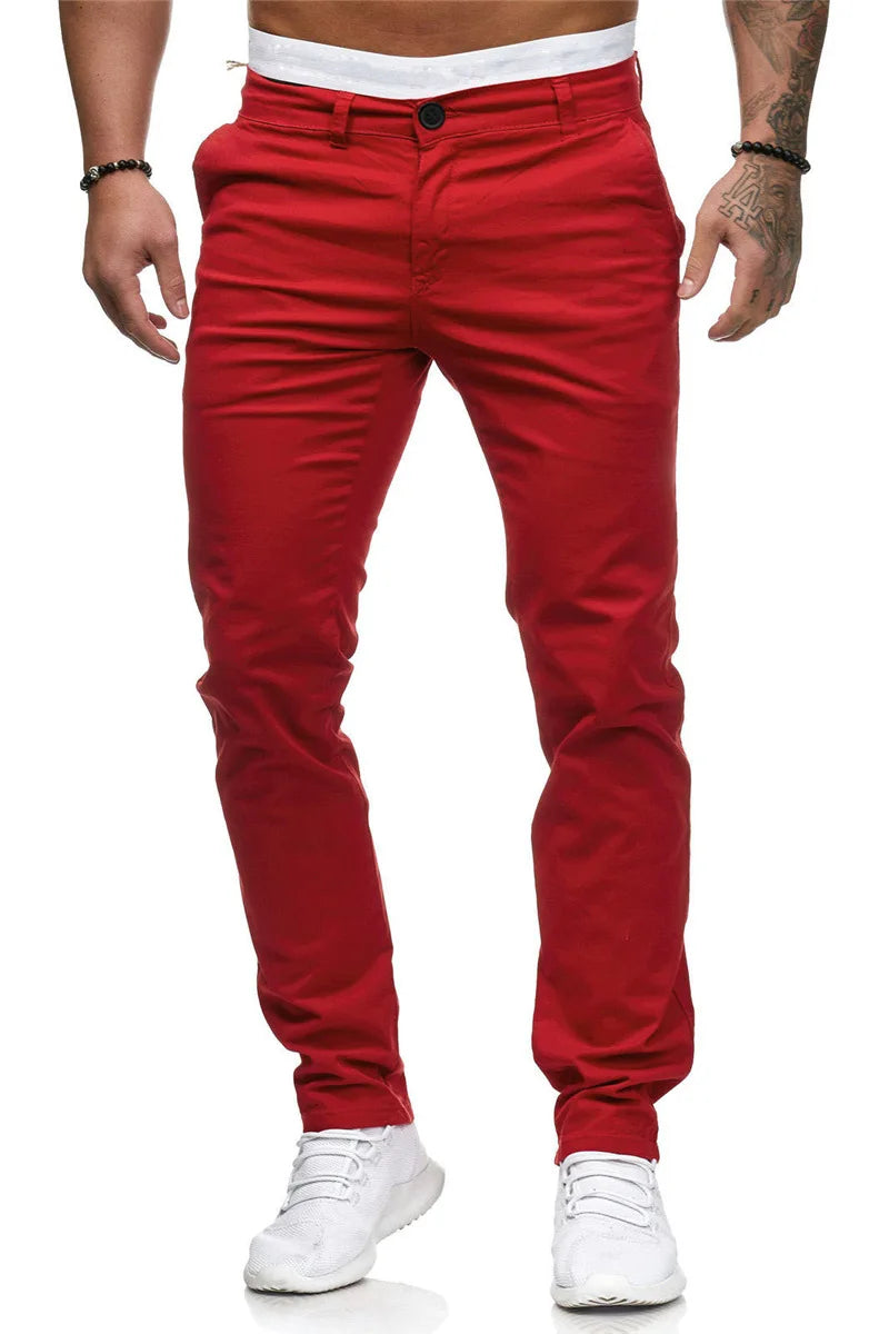 Voguable  Men the Four Seasons New Trendy Vintage High Waist Casual Pants Button Zipper Pockets Spliced Straight Pants Versatile Trousers voguable