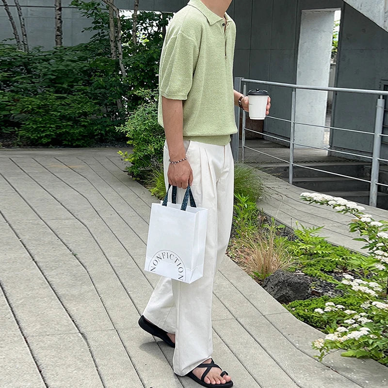 New Summer Simple Retro Men Polo Shirt Leisure Vintage High Quality Knit T-shirt Casual Korean Style Loose Breathable Tops M-2XL voguable