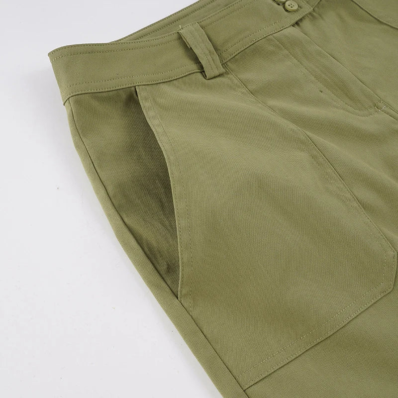 Voguable  Women's High-Waisted Pockets Buttons Wide Leg Trousers Regular Street Style Classic Solid Color All-match Club Trousers voguable