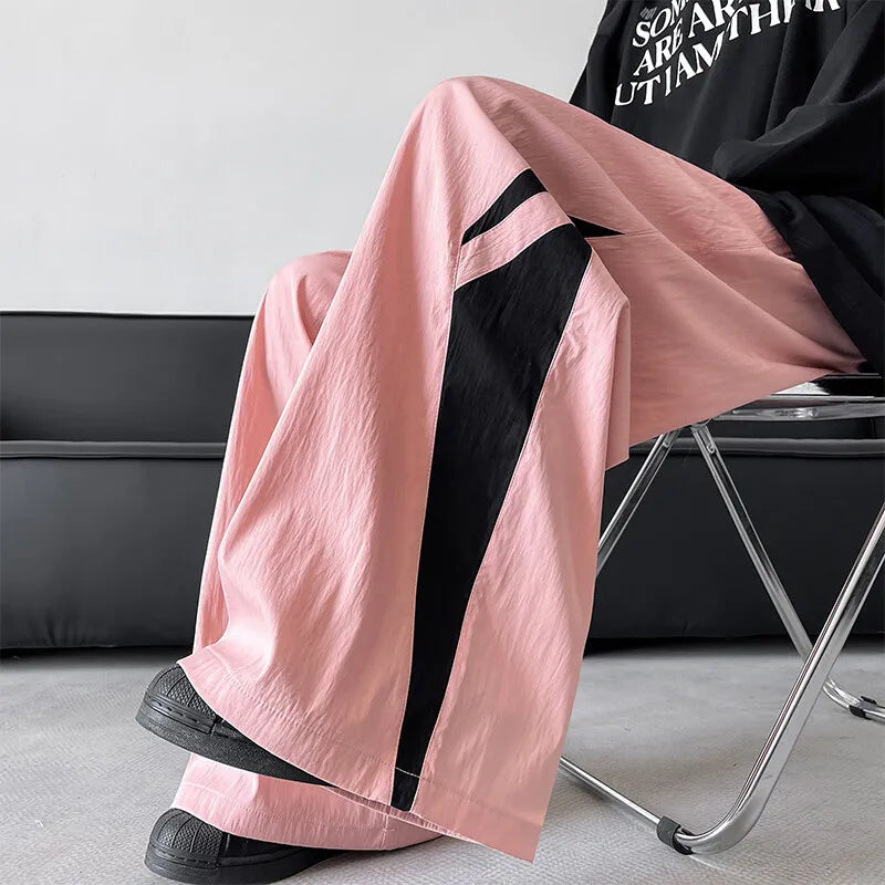 Unisex Summer Outdoor Loose Casual Pants men Sports Trousers Two Tone Design Lightweight Breathable Hiking Travel Elastic Waist voguable