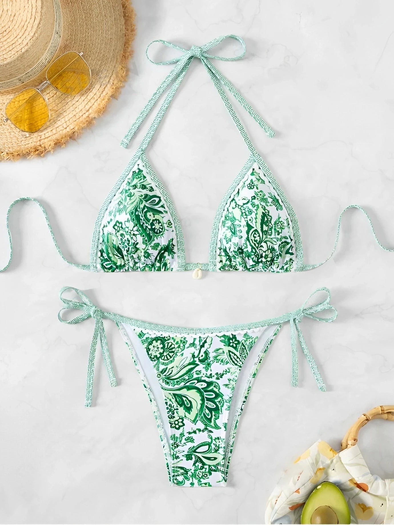 Voguable  Summer Female Swimsuit Bathers Bathing Swimming Suit Beachwear Halter String Triangle Two Piece Bikini Women Swimwear voguable