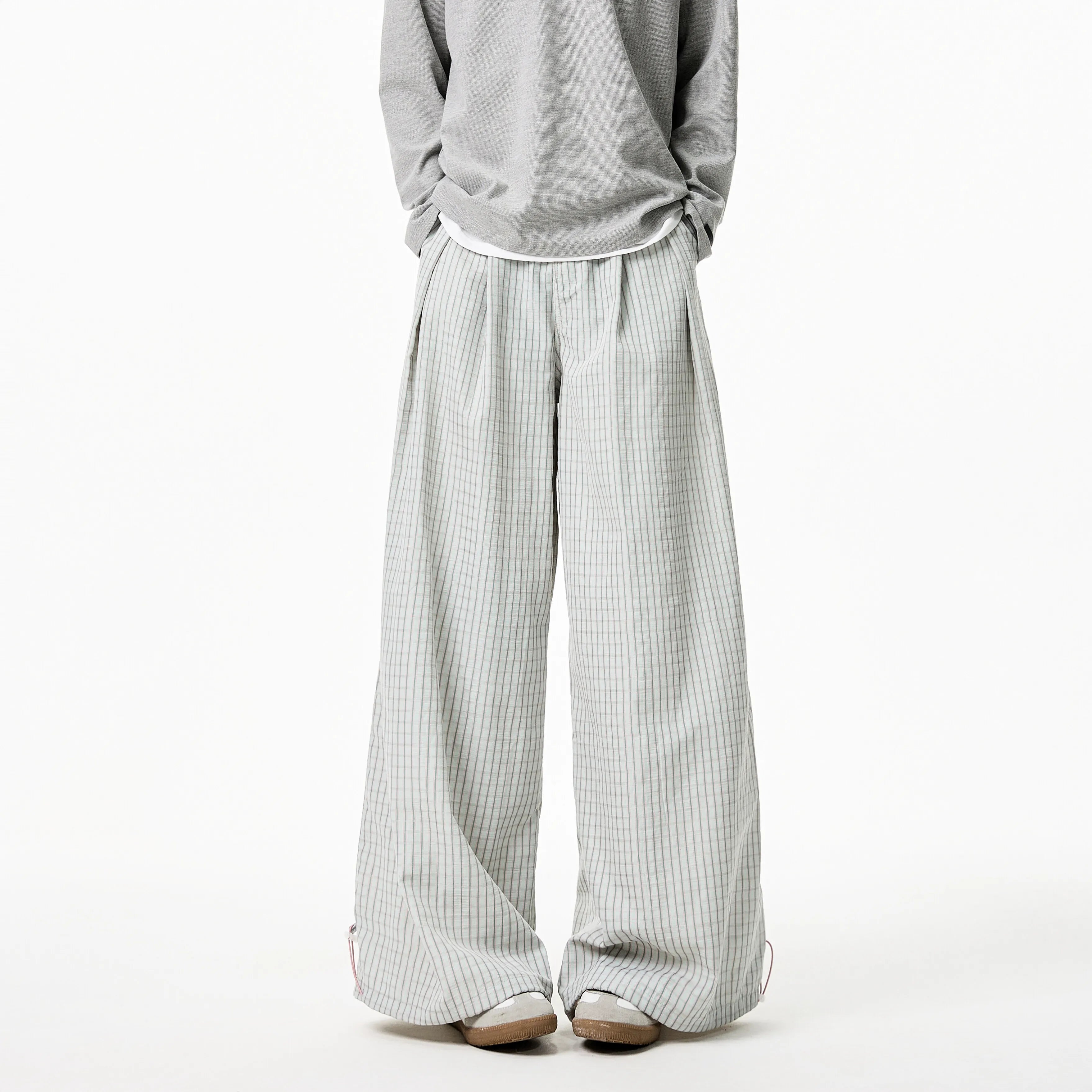 Summer Loose Wide Leg Striped Trousers Unisex High Street Fashion Trendy Casual Wear Oversize Streetwear Long Pants Lightweight voguable