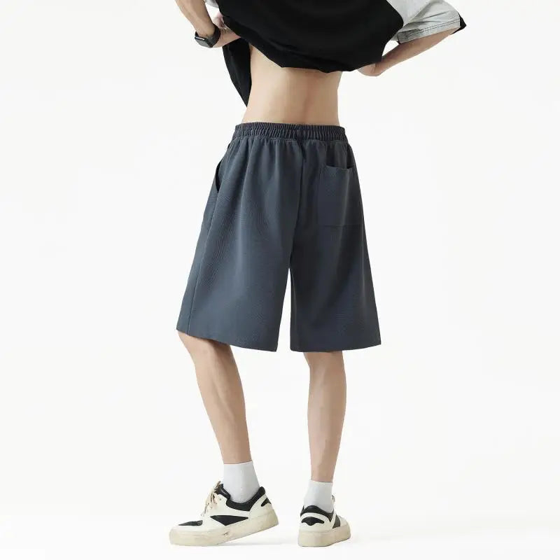 Voguable  Men's Quick-Dry Athletic Running Shorts Elastic Waist Drawstring Solid Color Straight Leg Casual Shorts for Gym & Summer Wear voguable