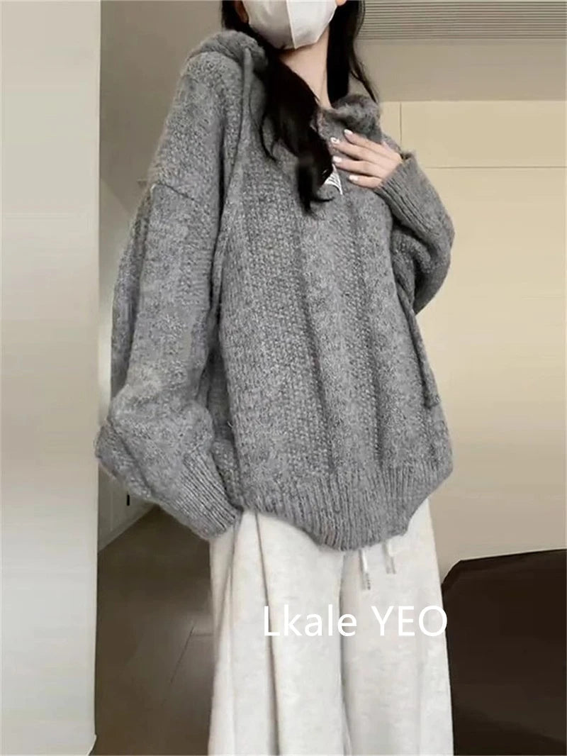 Women's Knitting Pullover Sweater Autumn/Winter Temperament Femme Bottoming Tops Fashion Thickening Loose Ladies Jumper voguable