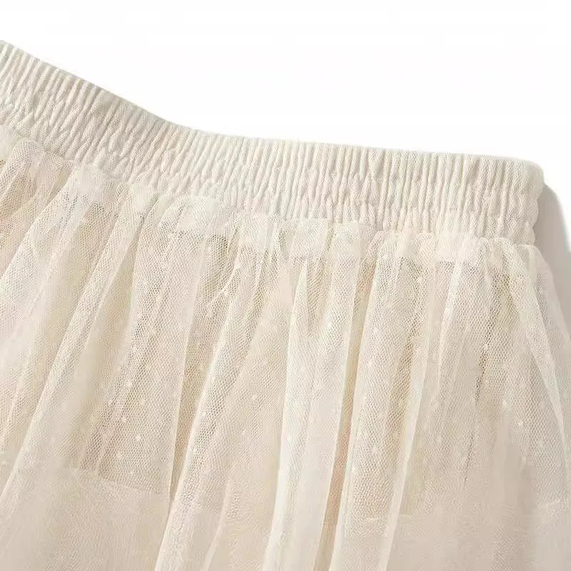 Women's High Waisted Slimming Sand Cake Skirt, Half Skirt, High-End Feeling Gauze, Long Skirt, Summer, , 2024 Hundred fold skirt voguable