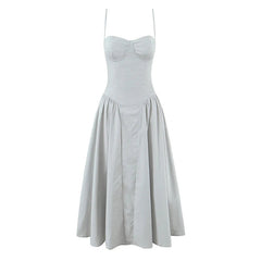 Women Sexy Spaghetti Straps Red Evening Party Dresses Pretty Girl Low Waist Flare And Flare Birthday Dresses Cotton voguable