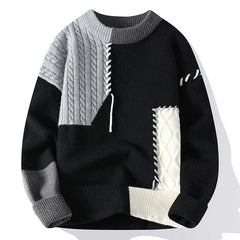 Voguable  Autumn Winter Warm Men Sweaters Fashion Turtleneck Patchwork Pullovers New Korean Streetwear Pullover Casual Men Clothing voguable