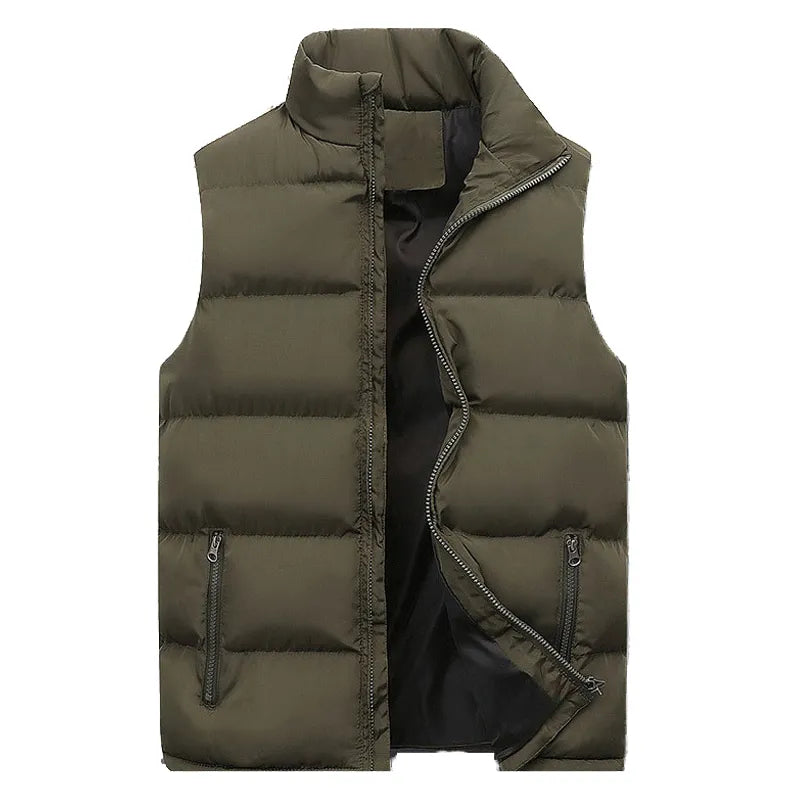 Men's Jacket Winter Warm Coats for Men Thickened Stand Collar Down Vest Oversized Jackets Puffer Vest Sleeveless Zipper Coat voguable