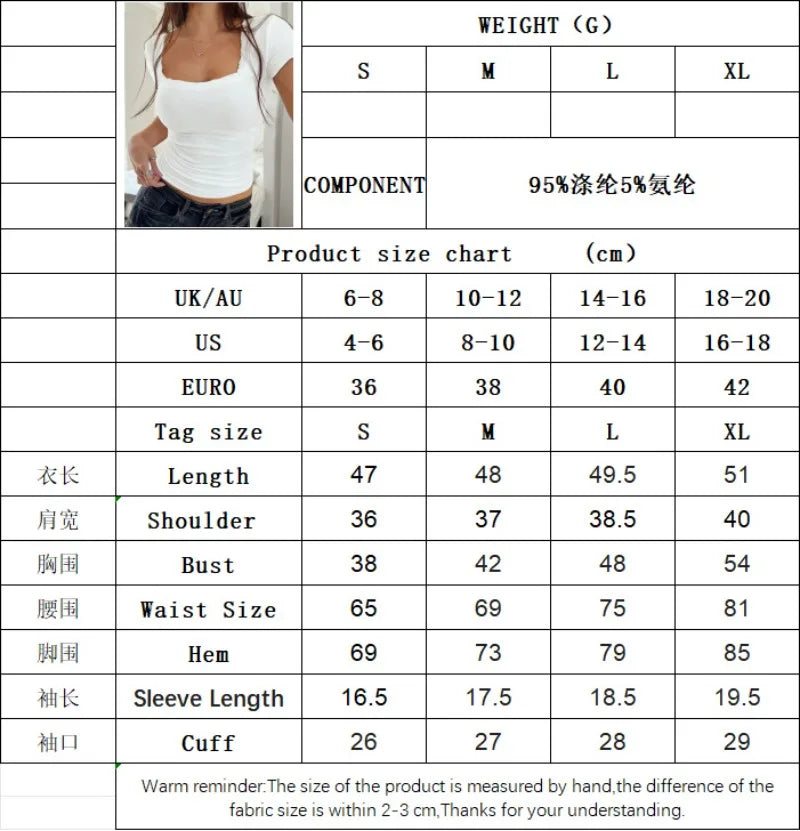 Voguable  Fashion Lace Trim Short Sleeve T-shirt Women Solid Color Slim Fit Basic Base Shirt Woman Summer U-Neck High Elastic Fitted Tee voguable
