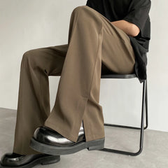 Voguable Brown Black Suit Pants Men Fashion Social Men Dress Pants Korean Loose Casual Flared Pants Men Office Formal Trousers M-2XL voguable