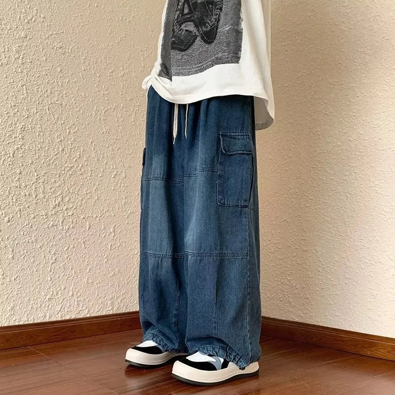 Y2k Style Casual Hip Hop Jeans for Men Wide Leg Loose Straisht Cargo Trousers Harajuku Streetwear Fashion Pants New for Male voguable