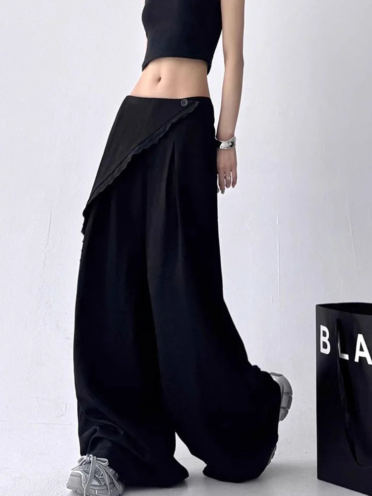 High Waist Streetwear Loose Pant Women Vintage Loose Design Wide Leg Trousers Casual All Match Summer Bf Hip Hop Pants New voguable