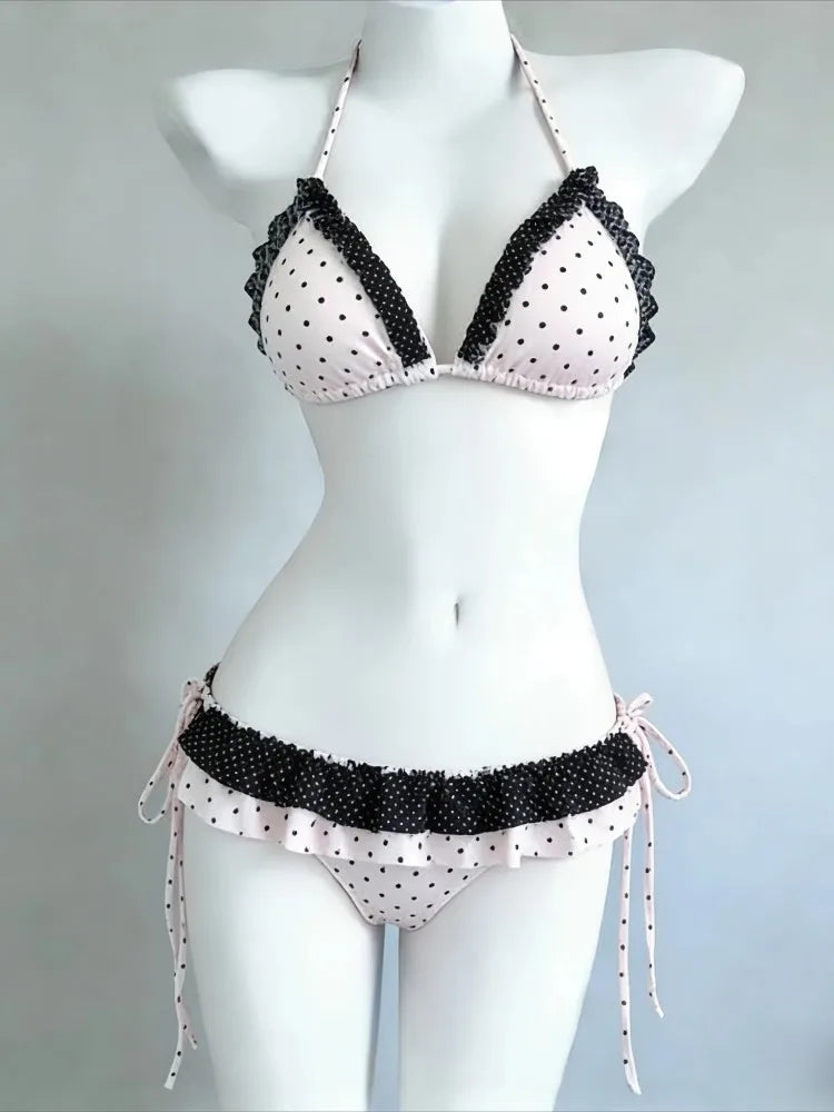 Voguable  Fairy Sweet High Waist 4-Piece Split Bikini Set For Women Print Trendy Swimwear Chic Beach Vacation Summer Party Fashion voguable