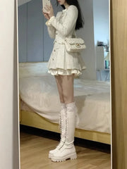 Voguable  White Slim Waist Polo Women Dresses New Spell Color Single Breasted Elegant Fashion Female Dress Simple Casual Streetwear voguable