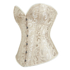 Voguable Overbust Corset Jacquard Floral Black White Pink Blue Korset Fish Boned Gothic Bustier Top Front Busk Clothing Gorset voguable
