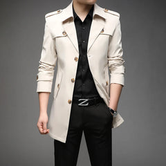 New Spring Men Trench Fashion England Style Long Trench Coats Mens Casual Outerwear Jackets Windbreaker Brand Mens Clothing 2022 voguable