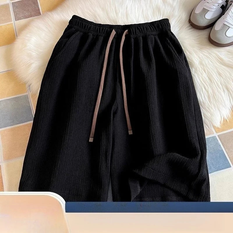 Summer Quick Dry Fitness Running Shorts Men's Loose Straight Cool Breathable 5-point Pants Wrinkled Ice Silk Beach Shorts voguable